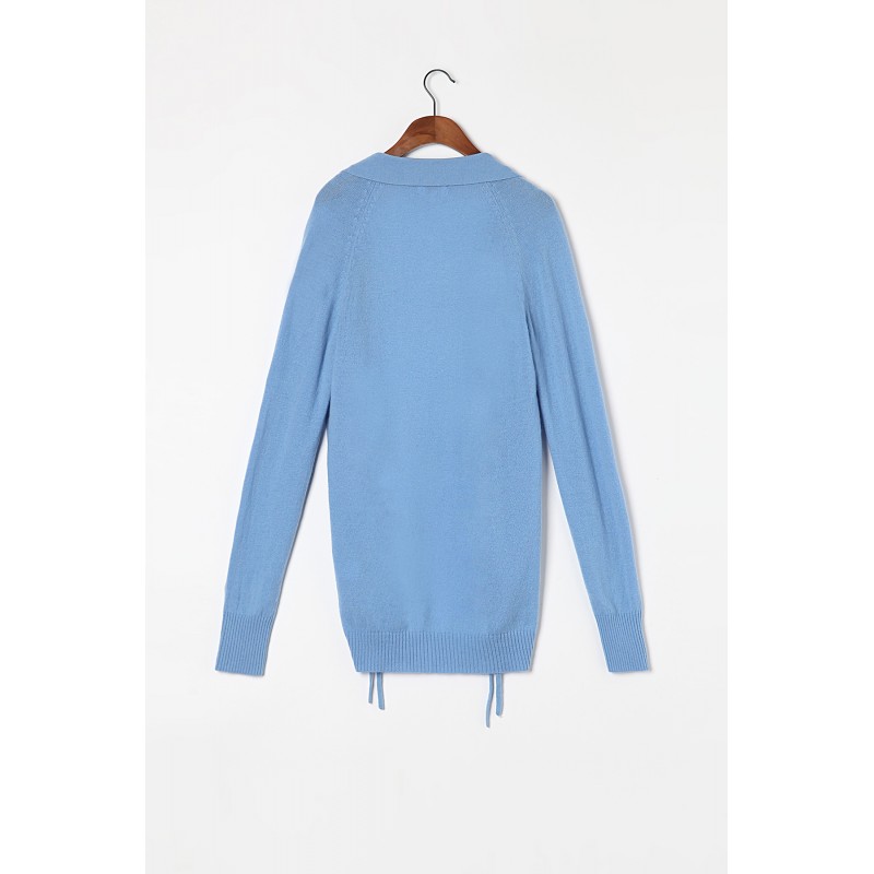Winter Pure Cashmere Sweater Women Sky Blue Knitted Sweaters Cardigan Lady High Quality Free Shipping